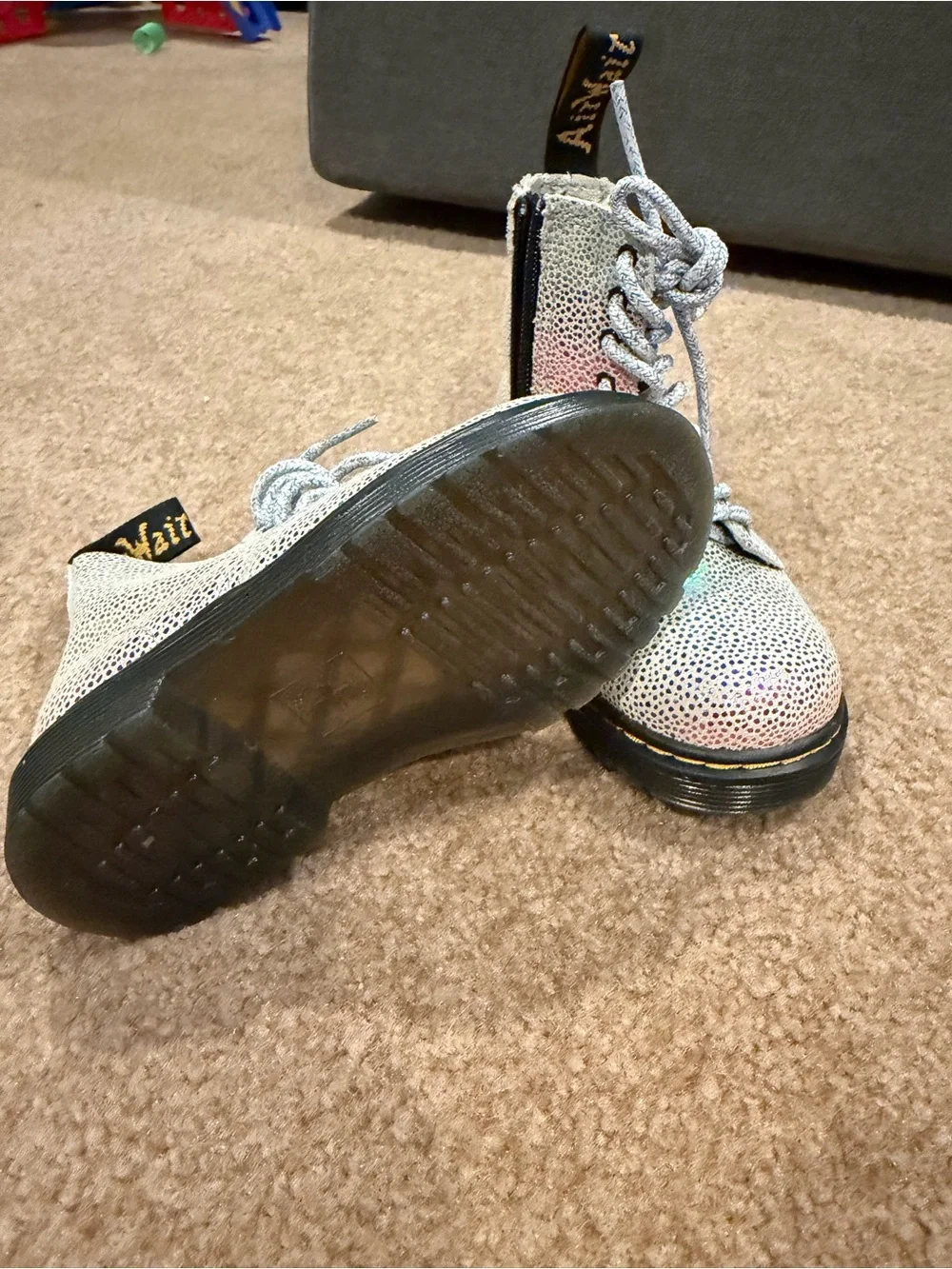 Dr. Martens Kids Iridescent Holographic Lace-Up Boots - Multi